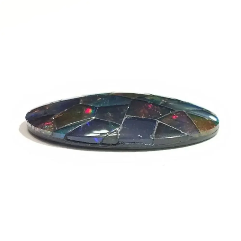 Large Australian Opal Mosaic Doublet Oval Cabochon 31.75 CT Loose Gemstone